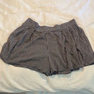 BP Black and White Checkered Pleat High Waist Shorts